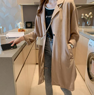 Abrigo Trench Corto Entallado para Mujer - Cardigan Elegante de Manga Larga - Image 7