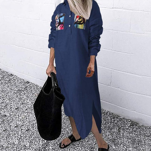 Vestido Camisero Largo con Solapa para Mujer - Manga Larga Otoño - Image 5