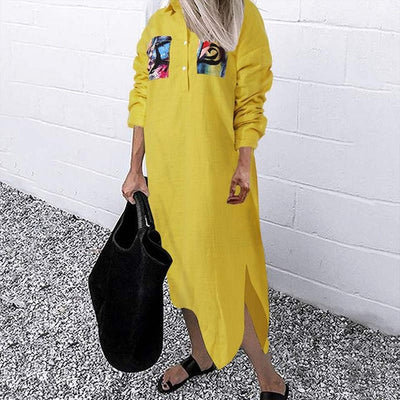 Vestido Camisero Largo con Solapa para Mujer - Manga Larga Otoño - Image 3