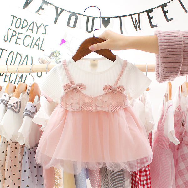 Vestido de Princesa Infantil con Malla - Diseño Cartoon para Fiestas de Cumpleaños