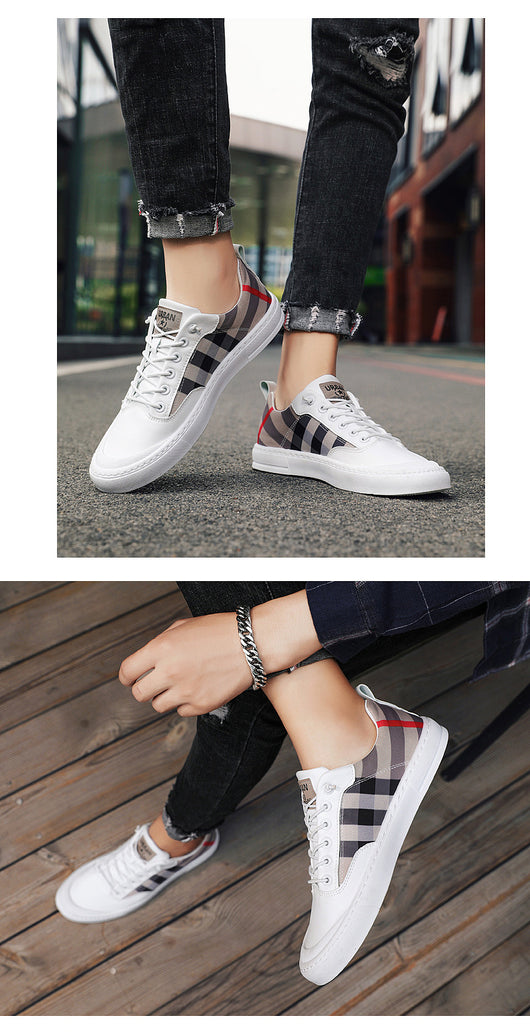 Zapatillas Canvas a Cuadros Tendencia Coreana para Hombre - Image 12