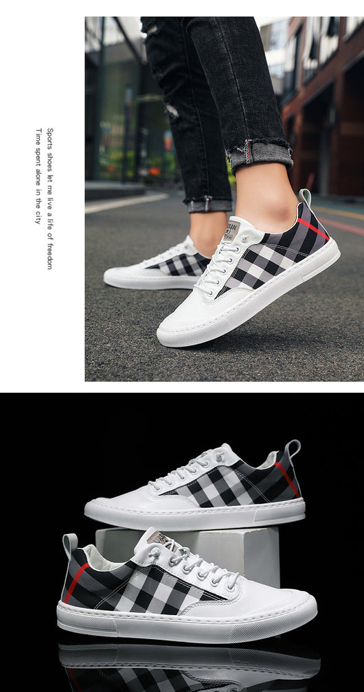 Zapatillas Canvas a Cuadros Tendencia Coreana para Hombre - Image 13