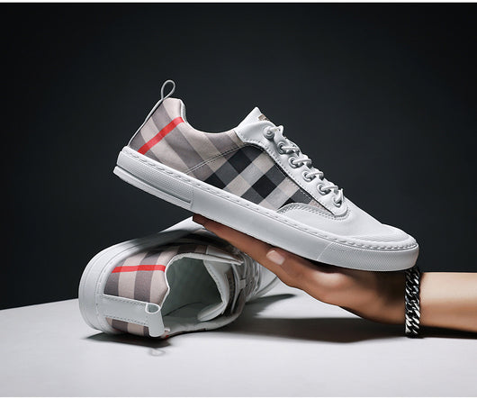Zapatillas Canvas a Cuadros Tendencia Coreana para Hombre - Image 11