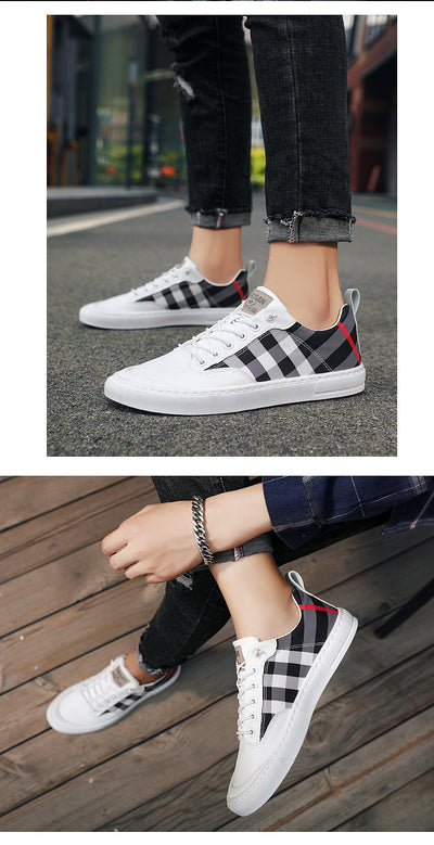 Zapatillas Canvas a Cuadros Tendencia Coreana para Hombre - Image 14