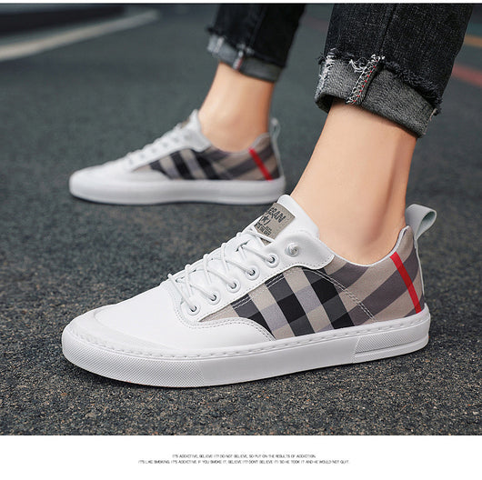 Zapatillas Canvas a Cuadros Tendencia Coreana para Hombre - Image 5