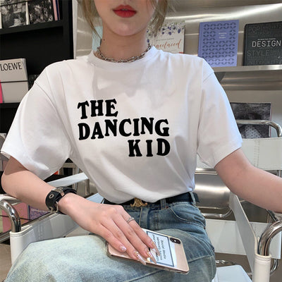 Camiseta de Algodón Puro con Estampado de Letras - Unisex Cuello Redondo Manga Corta - Image 24