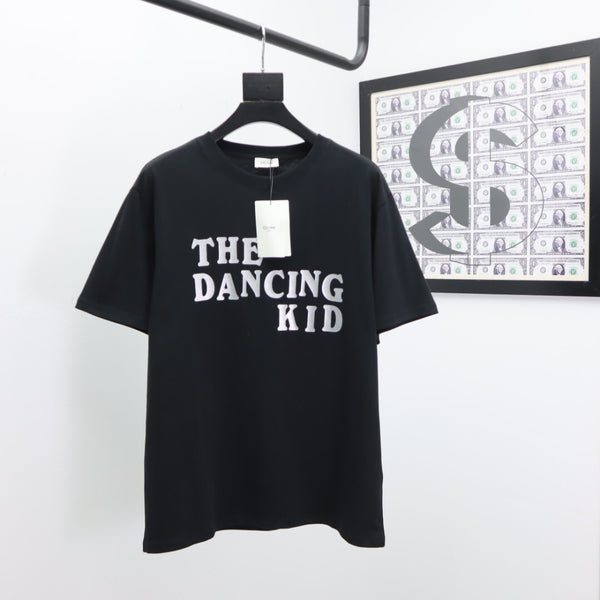 Camiseta de Algodón Puro con Estampado de Letras - Unisex Cuello Redondo Manga Corta