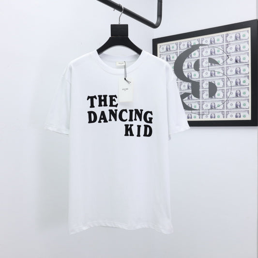 Camiseta de Algodón Puro con Estampado de Letras - Unisex Cuello Redondo Manga Corta