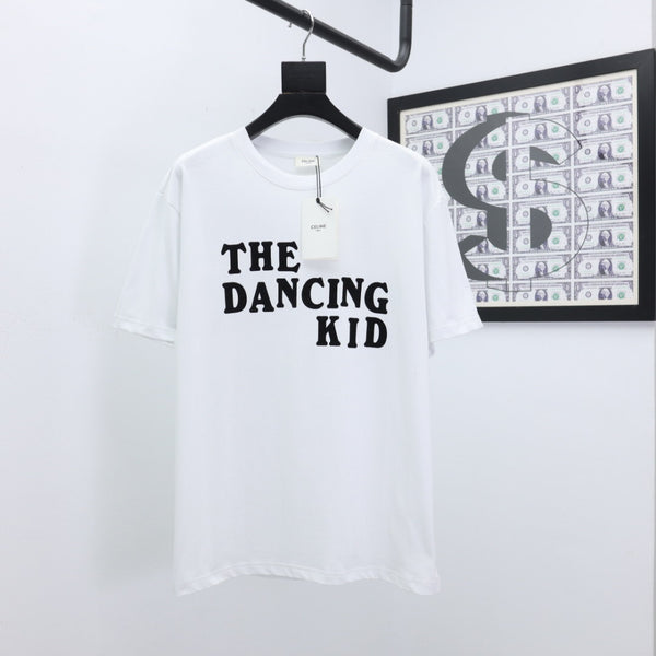 Camiseta de Algodón Puro con Estampado de Letras - Unisex Cuello Redondo Manga Corta