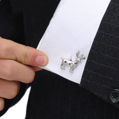 Gemelos Navideños Diseño Venado - Botones de Puño Premium para Hombre - Image 4