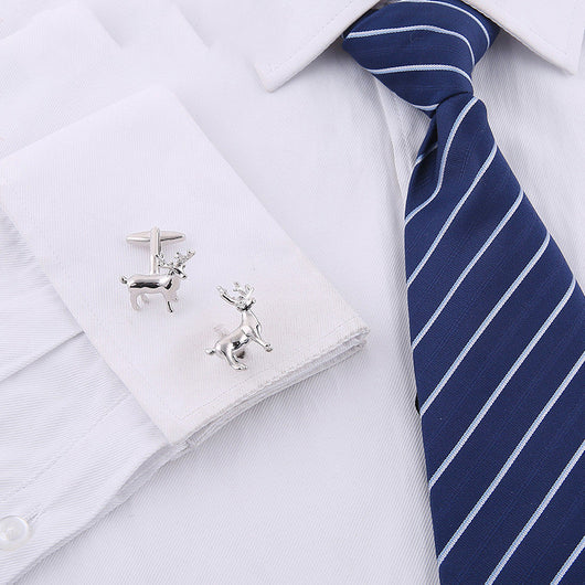 Gemelos Navideños Diseño Venado - Botones de Puño Premium para Hombre - Image 3