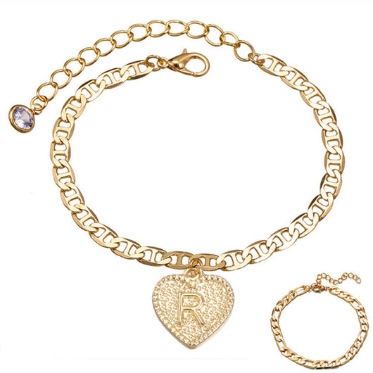 Pulsera Tobillera Ajustable con 26 Letras en Aleación - Set Múltiple para Mujer - Image 34
