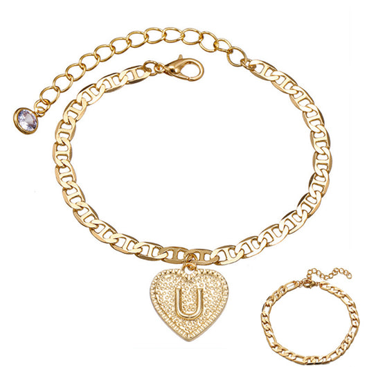 Pulsera Tobillera Ajustable con 26 Letras en Aleación - Set Múltiple para Mujer - Image 5