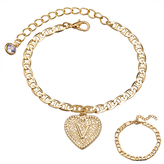 Pulsera Tobillera Ajustable con 26 Letras en Aleación - Set Múltiple para Mujer - Image 12