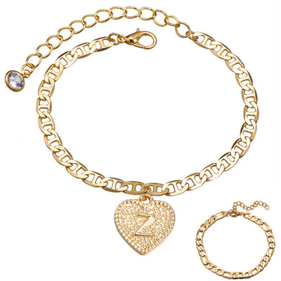Pulsera Tobillera Ajustable con 26 Letras en Aleación - Set Múltiple para Mujer - Image 9