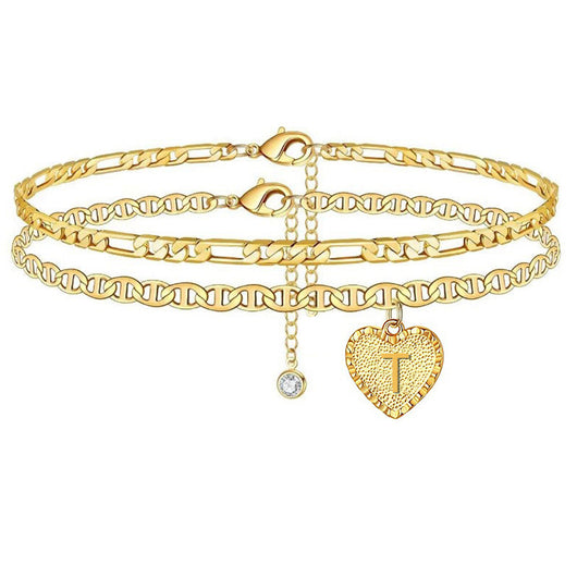 Pulsera Tobillera Ajustable con 26 Letras en Aleación - Set Múltiple para Mujer - Image 29