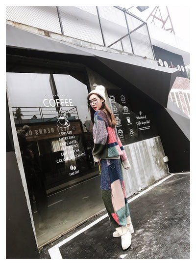 Conjunto de Suéter Cuadros con Cinta y Combinación de Colores para Mujer - Image 10