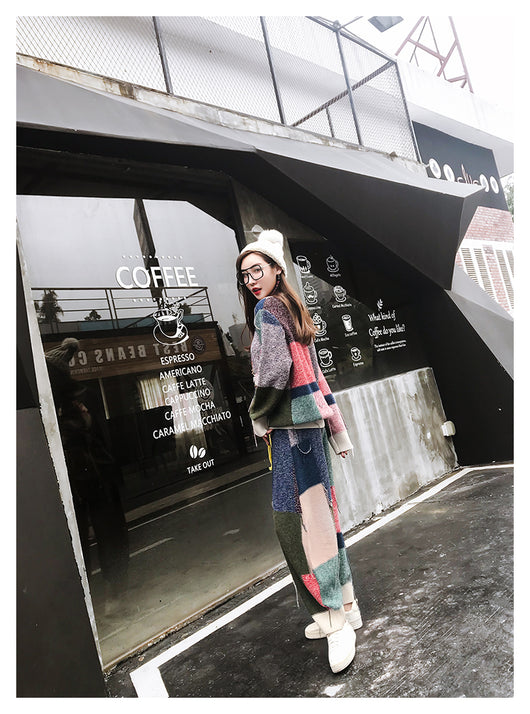 Conjunto de Suéter Cuadros con Cinta y Combinación de Colores para Mujer - Image 10