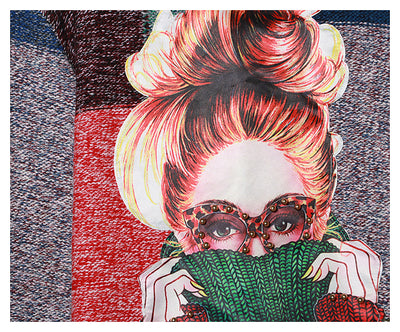 Conjunto de Suéter Cuadros con Cinta y Combinación de Colores para Mujer - Image 13