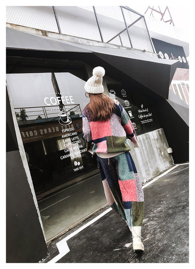 Conjunto de Suéter Cuadros con Cinta y Combinación de Colores para Mujer - Image 4