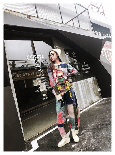 Conjunto de Suéter Cuadros con Cinta y Combinación de Colores para Mujer - Image 5