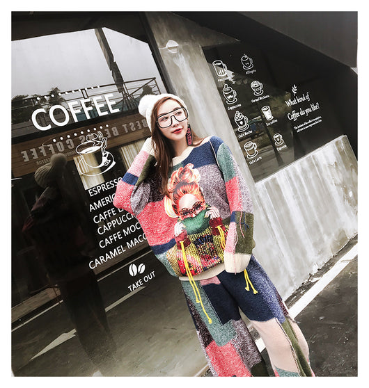 Conjunto de Suéter Cuadros con Cinta y Combinación de Colores para Mujer - Image 6