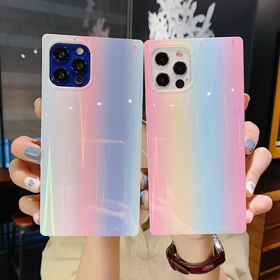 Funda Protectora para Teléfono Degradado Arcoíris con Láser Cuadrado