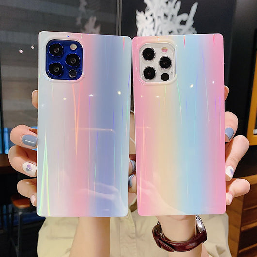 Funda Protectora para Teléfono Degradado Arcoíris con Láser Cuadrado