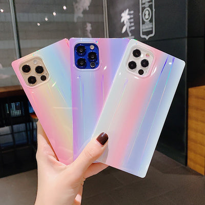 Funda Protectora para Teléfono Degradado Arcoíris con Láser Cuadrado - Image 4