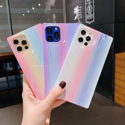Funda Protectora para Teléfono Degradado Arcoíris con Láser Cuadrado - Image 4