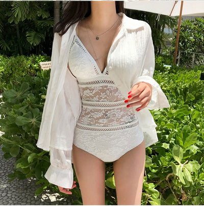 Traje de Baño Enterizo con Cobertura Abdominal y Encaje Calado - Image 12