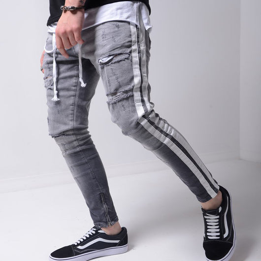 Pantalones Slim Fit Rotos Street Style para Hombre - Image 3