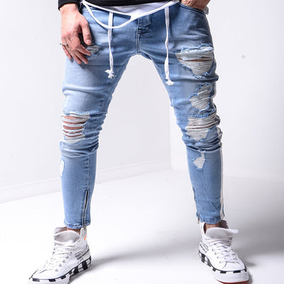 Pantalones Slim Fit Rotos Street Style para Hombre - Image 2