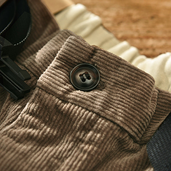 Overol Casual de Pana con Múltiples Bolsillos para Hombre