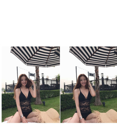 Traje de Baño Enterizo con Cobertura Abdominal y Encaje Calado - Image 4