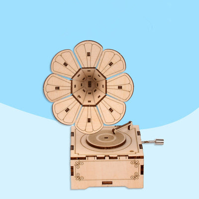 Caja de Música Gramófono de Madera Ornamental Estilo Retro