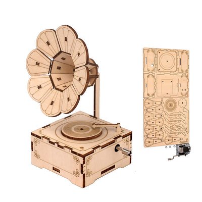 Caja de Música Gramófono de Madera Ornamental Estilo Retro - Image 2