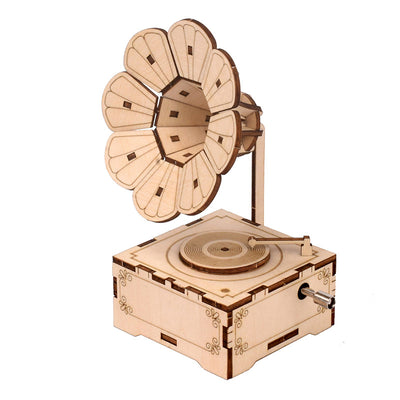Caja de Música Gramófono de Madera Ornamental Estilo Retro - Image 3