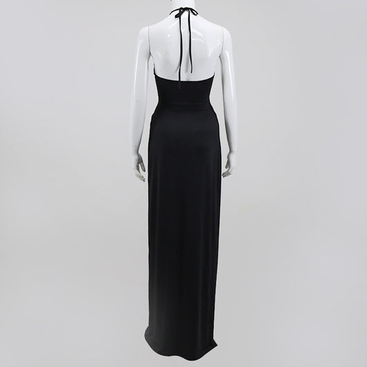 Falda Larga Elegante con Escote Halter y Detalles de Encaje - Image 23