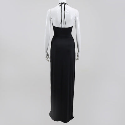 Falda Larga Elegante con Escote Halter y Detalles de Encaje - Image 5