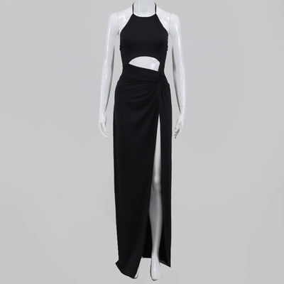 Falda Larga Elegante con Escote Halter y Detalles de Encaje - Image 4
