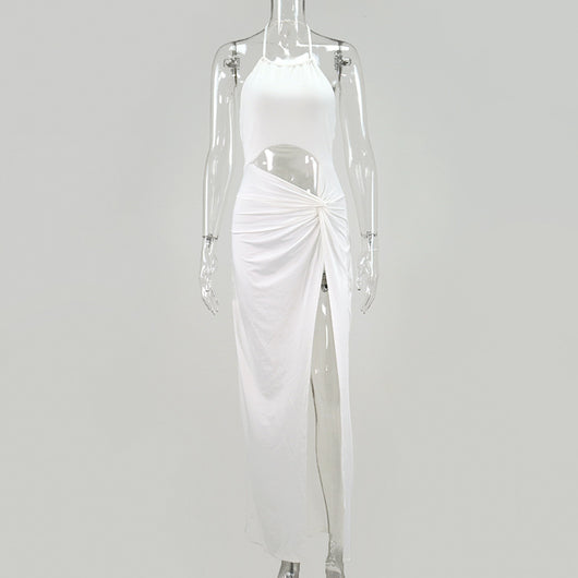 Falda Larga Elegante con Escote Halter y Detalles de Encaje - Image 15