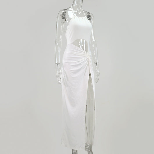 Falda Larga Elegante con Escote Halter y Detalles de Encaje - Image 14