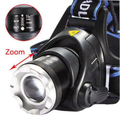 Linterna Frontal LED de Pesca con Zoom Ajustable y Luz Potente - Image 2