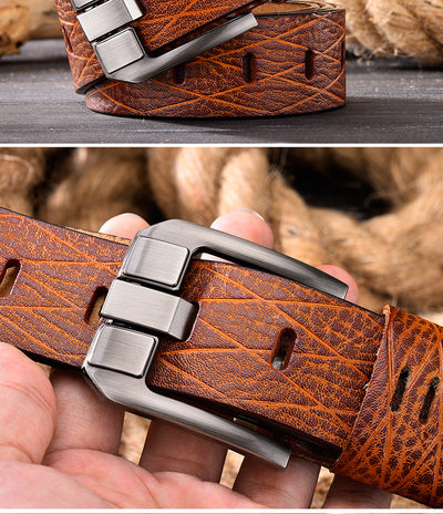 Cinturón de Cuero para Hombre con Hebilla Vintage Ajustable - Image 11