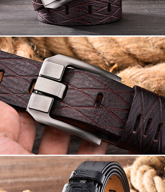 Cinturón de Cuero para Hombre con Hebilla Vintage Ajustable - Image 13