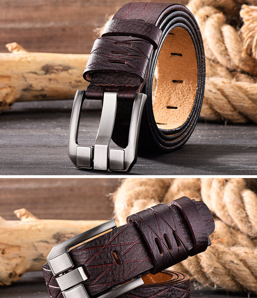 Cinturón de Cuero para Hombre con Hebilla Vintage Ajustable - Image 20
