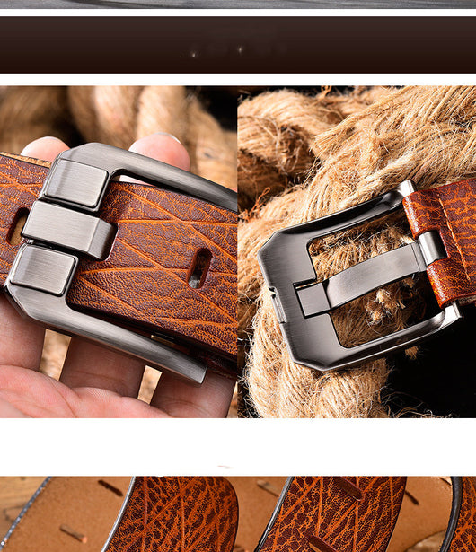 Cinturón de Cuero para Hombre con Hebilla Vintage Ajustable - Image 16