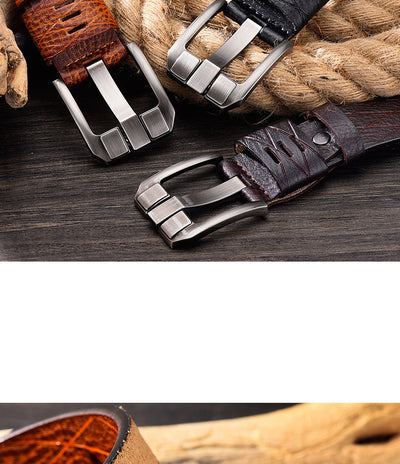 Cinturón de Cuero para Hombre con Hebilla Vintage Ajustable - Image 17
