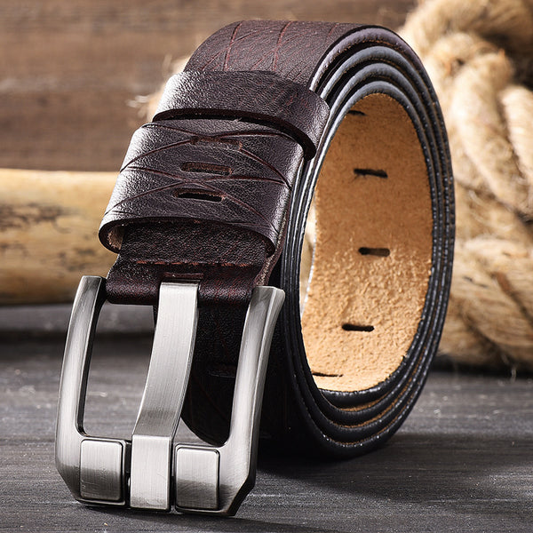 Cinturón de Cuero para Hombre con Hebilla Vintage Ajustable
